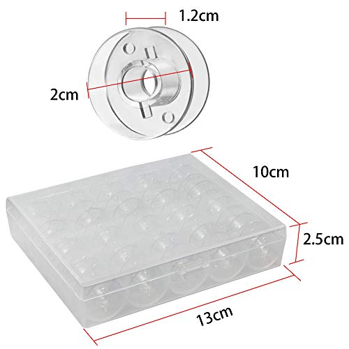50 bobinas de plástico, levivo Bobina para máquina de coser, transparente, bobina de hilo inferior para máquinas de coser usuales, plastico transparente