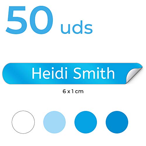 50 Etiquetas adhesivas para marcar objetos 6 x 1cm. Pegatinas para marcar libros y material escolar para guarderias y colegios (PALETA 14)