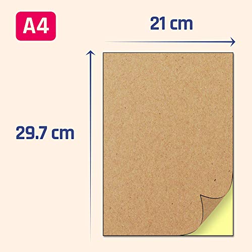 50 Hojas, A4 Kraft Marrón Pegatinas Etiquetas Adhesivas (para Imprimir) - 297 x 210 mm