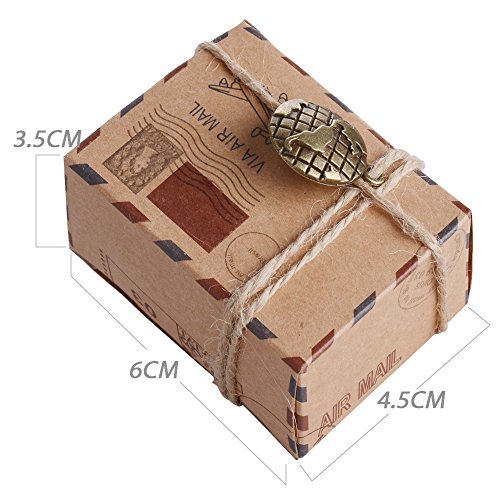 50 Pcs Cajas de Papel Kraft de Caramelo Dulces Bautizo Bombones Regalos Recuerdos Detalles para Invitados de Boda Fiesta Comunion Graduación Decoración Favor Boda