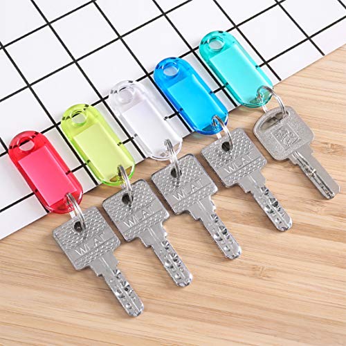 50 pcs Identificador de Llaves, Llaveros con Etiqueta Key Tags Tarjeta de Papel Grabable para ID Nombre, Clave Equipaje Nombre de la mascota Etiquetas de Memory Stick, Multicolor