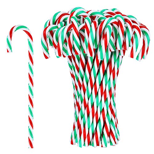 50 Piezas Bastón de Caramelo de Plástico de Navidad Adornos Colgante de Árbol de Navidad para Favores de Decoración de Fiesta de Vacaciones (Color 1)