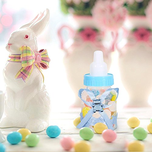 50 Piezas Botella de Caramelo, Caja Biberones Plastico Botellas Caja de Caramelo Set Botella Dulces Caja de Dulces para Fiesta de Baby Shower, 4 × 9 cm (Azul)