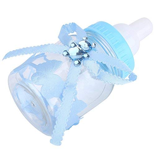 50 Piezas Botella de Caramelo, Caja Biberones Plastico Botellas Caja de Caramelo Set Botella Dulces Caja de Dulces para Fiesta de Baby Shower, 4 × 9 cm (Azul)