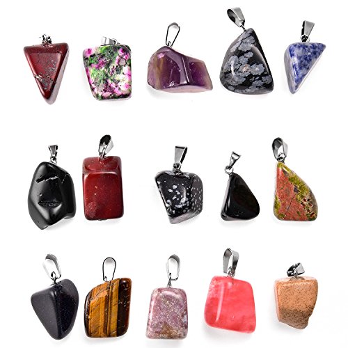 50 Piezas de Colgante de Piedra de Cristal Abalorios de Piedra de Curación Irregular Mezclados Dijes de Cuarzo con Bolsa de Almacenaje para Fabricación de Bisutería