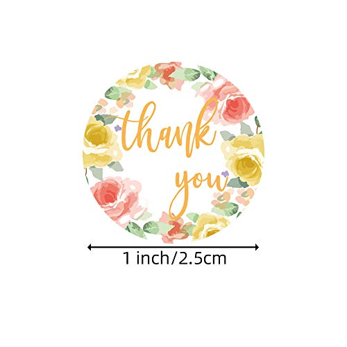 500 pegatinas de agradecimiento hechas a mano, con flores, etiquetas adhesivas redondas con flor, para regalos, bodas, bricolaje sobre sellado de caramelos y galletas (4 diseños)
