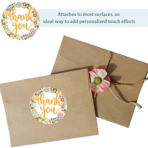500 pegatinas de agradecimiento hechas a mano, con flores, etiquetas adhesivas redondas con flor, para regalos, bodas, bricolaje sobre sellado de caramelos y galletas (4 diseños)