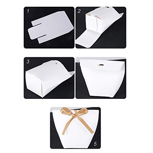 50pcs Cajas de Caramelos Regalo Dulces Bombomnes Galletas Blanco para Boda Bautizo Fiesta Navidad Cumpleaños con Cinta (Blanco)