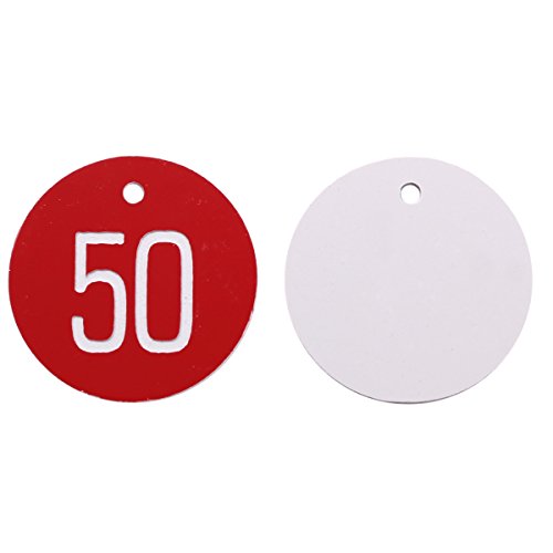 50pcs Etiqueta Roja Plástica Grabado Números Identificador para Llaves Armarios para llaves Cajones Gimnasio Oficina SIN LLAVERO