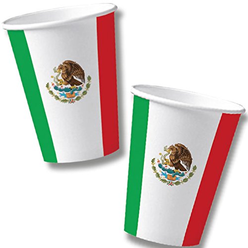 52 Piezas Set de fiesta * México * con platos vasos y servilletas de papel + Globos para cumpleaños infantiles//platos, vasos y servilletas Fiesta Vajilla Decoración Cumpleaños Fiesta temática