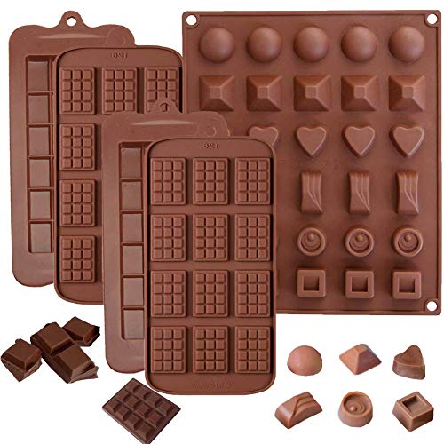 5pcs moldes de silicona para chocolate,Moldes de Bombones de Silicona, antiadherentes, antiroturas, proteínas y barra de energía, bandeja para cubitos de hielo, molde para dulces, molde de cocina
