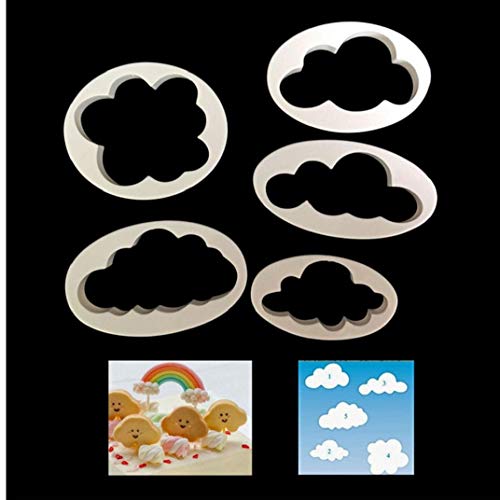 5pcs Nube Pasta De Azúcar Del Modelo De La Torta Decoración De La Impresión Del Molde Del Cortador De Molde Para Hornear El Pastel De Herramienta De La Cocina Utensilios Para Hornear Nube Gumpaste Que