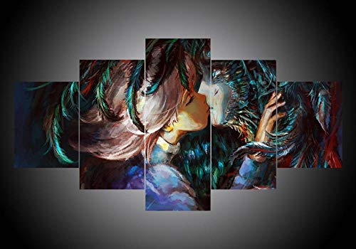 5Tdfc Cuadros Decoracion SalonEl Castillo Ambulante de Howl - Anime Marco Decoración para el hogar Imágenes HD 5 Piezas Arte Decoración para el hogar para Sala de Estar