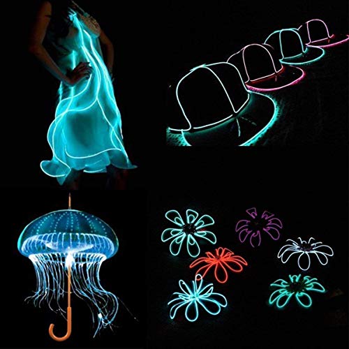 5x1meter EL Alambre Azul hielo Tubo de luz de neón Cuerda Accionado por batería Alambre electroluminiscente Luz estroboscópica brillante Decoración para pub de fiesta de Navidad (Azul Hielo)