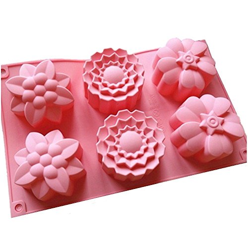6 moldes de flores de silicona para magdalenas, jabón hecho a mano, galletas, chocolate, hielo, pasteles, de Allforhome