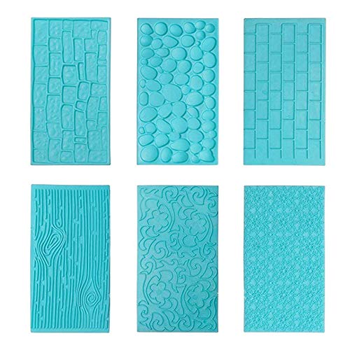 6 Unidades Moldes Plásticos Grabar Glaseado Diseños de Ladrillo, Madera, Adoquines y Piedras para Chocolate y Glaseado,Perfecto para Bordes de Bizcochos, Cupcakes y Galletas