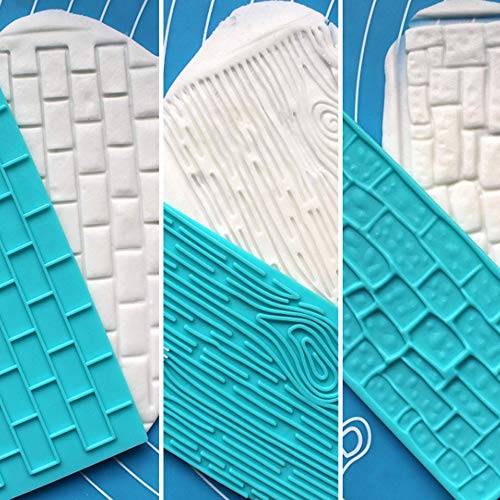 6 Unidades Moldes Plásticos Grabar Glaseado Diseños de Ladrillo, Madera, Adoquines y Piedras para Chocolate y Glaseado,Perfecto para Bordes de Bizcochos, Cupcakes y Galletas