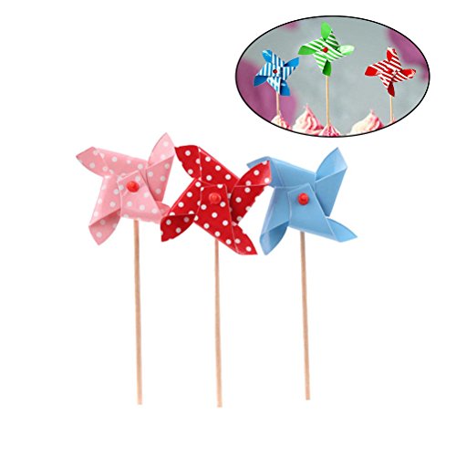 6 unids Surtido Colorido Mini Molino de Viento Pastel Cupcake Toppers Decoraciones de la Torta cumpleaños Aniversario Suministros de Fiesta de Boda