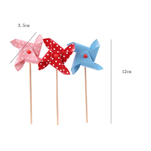 6 unids Surtido Colorido Mini Molino de Viento Pastel Cupcake Toppers Decoraciones de la Torta cumpleaños Aniversario Suministros de Fiesta de Boda