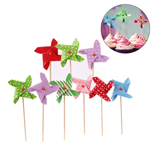 6 unids Surtido Colorido Mini Molino de Viento Pastel Cupcake Toppers Decoraciones de la Torta cumpleaños Aniversario Suministros de Fiesta de Boda