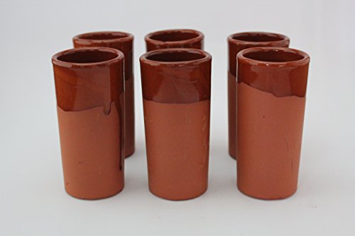 6 VASOS CAÑA TUBO DE BARRO 160 ml Medidas 12,5cm alto x 6cm diámetro. CONJUNTO DE 6 VASOS