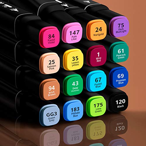 60 Colores Marker Pen Set Dibujo Rotulador Animación Boceto Marcadores Set con Estuche de Transporte para Dibujar Colorear Resaltar y Subrayar (60 Pcs)
