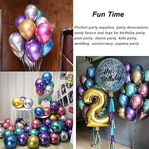 60 Piezas Globos Decoracion Cumpleaños, 12" Globos de Colores Metalizados de Látex para Bodas, Fiestas de Cumpleaños Bodas Aniversario Graduacion Fiesta