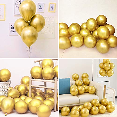60 Piezas Globos Decoracion Cumpleaños Fiestas, 12" Dorado Globos de Colores Metalizados de Látex para Bodas Bodas Aniversario Graduacion Fiesta Baby Shower