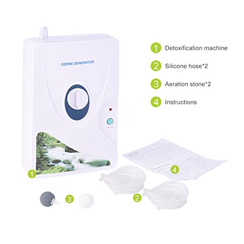600mg / h Generador digital de ozono Máquinas de desintoxicación Frutas Verduras Carne Hidroponía de agua dulce (Temporizador de rueda - 1-60 min) Cenblue Home Purificador de agua y aire Esterilizador