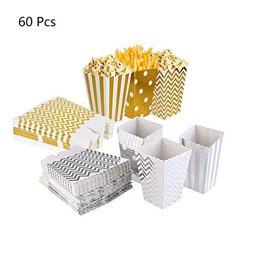 60Pcs Cajas de Palomitas de maíz, envases de Caramelos de cartón, Los Bocados del Partido, Las Palomitas y Los Regalos Bolsas de Fiesta, contenedores para el Regalo de Boda de Cumpleaños, 11.5x7cm
