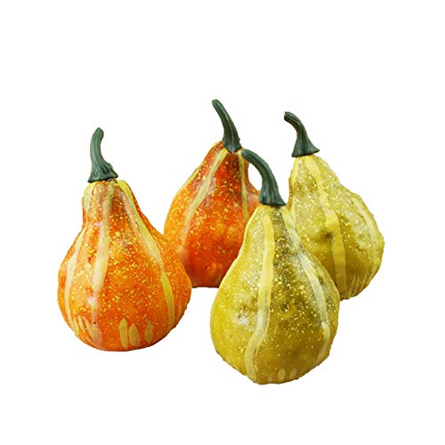 6/12 piezas falsas calabazas, simulación realista mezcla de calabazas artificiales de frutas vegetales falsas para Halloween Acción de Gracias, otoño cosecha decoración del hogar