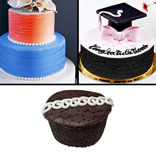 6Pcs Piezas Moldes Plásticos Grabar Glaseado - Corteza Árbol Mikiso, Diseños de Ladrillo, Madera, Adoquines, Flor Piedras para Chocolate Glaseado - Perfecto para Bordes Bizcochos, Cupcakes Galletas