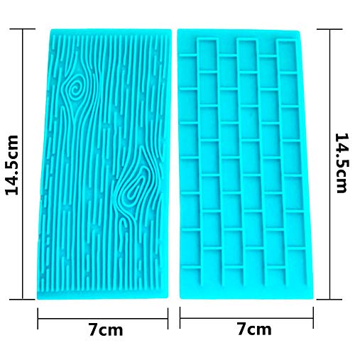 6Pcs Piezas Moldes Plásticos Grabar Glaseado - Molde para de Silicona - Corteza Árbol, Diseños de Ladrillo, Madera, Adoquines, Flor Piedras para Chocolate Glaseado - Perfecto para Bordes Bizcochos