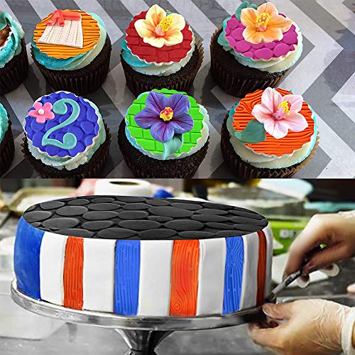 6Pcs Piezas Moldes Plásticos Grabar Glaseado - Molde para de Silicona - Corteza Árbol, Diseños de Ladrillo, Madera, Adoquines, Flor Piedras para Chocolate Glaseado - Perfecto para Bordes Bizcochos