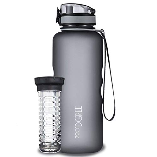 720°DGREE Botella de Agua uberBottle – 1,5 litros, 1500ml, Gris | Novedosa Botella Deportiva | Sin BPA | Ideal para niños, Fitness, Deportes, fútbol, guardería, Escuela, pequeños, antigoteo