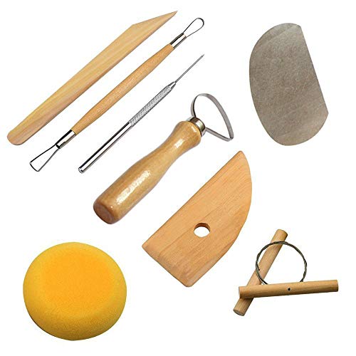 8 Pcs Manualidades Para Escultura Arcilla Cerámica Madera,Herramientas de Esculpir Arcilla Cerámica Carving Tool Set,Herramientas de Modelado y Escultura de Madera Cuchillo