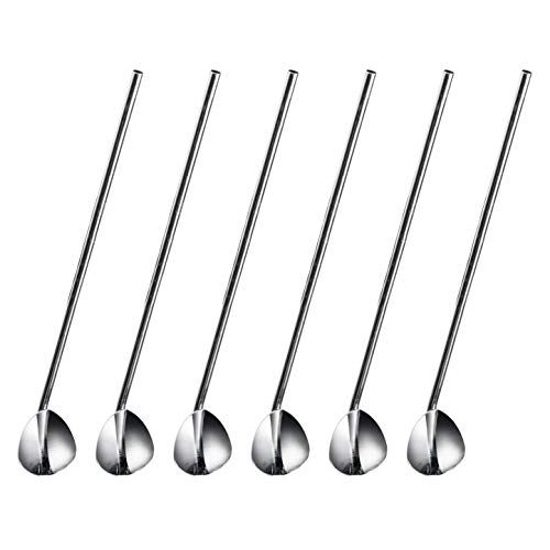 8 Piezas - Cucharas de Cóctel de Acero Inoxidable, 20cm - Cuchara de Mango, Cucharas Barman de Mezclar para Bebidas, Coctelera, Cocktails - Ideal para Bares, Restaurantes, Fiestas.
