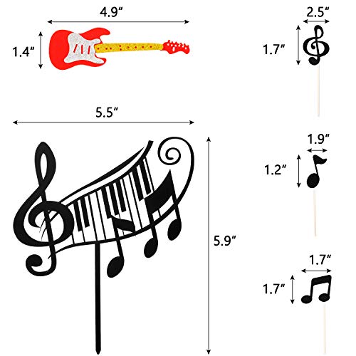 8 Piezas Tarjeta de Magdalena de Notas Musicales, Topper de Tarta de Guitarra, Suministros de Fiesta de Cumpleaños de Tema Musical