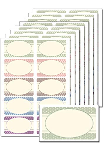 80 etiquetas diseño puntos Vintage para imprimir, DIN A5, autoadhesivas, para tarros, cajas de galletas