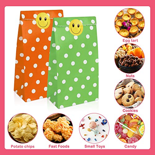 80 piezas Bolsas Regalo,Bolsas de Papel,Bolsas para Chuches,Bolsas Papel,Bolsas de Regalo con Adhesivos Sellado de 80 piezas,5 colores