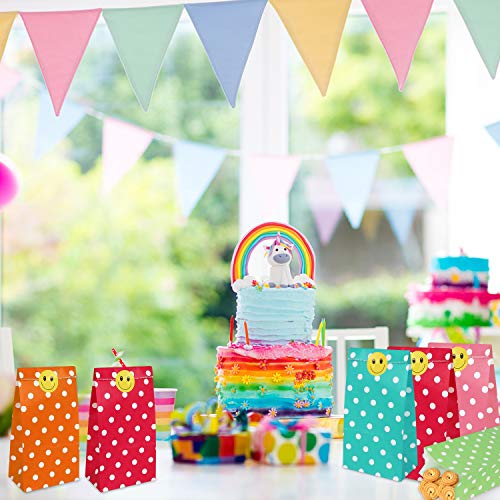 80 piezas Bolsas Regalo,Bolsas de Papel,Bolsas para Chuches,Bolsas Papel,Bolsas de Regalo con Adhesivos Sellado de 80 piezas,5 colores