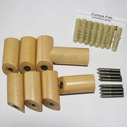 8PCS Gancho de Madera Natural Sólido Curioso Pescado Cilindro de Madera Columna Montado en la Pared Ropa de Tela Sombrero Escudo de la Bolsa Bolsa Bata Bufanda Percha Decoración Minimalista Versátil