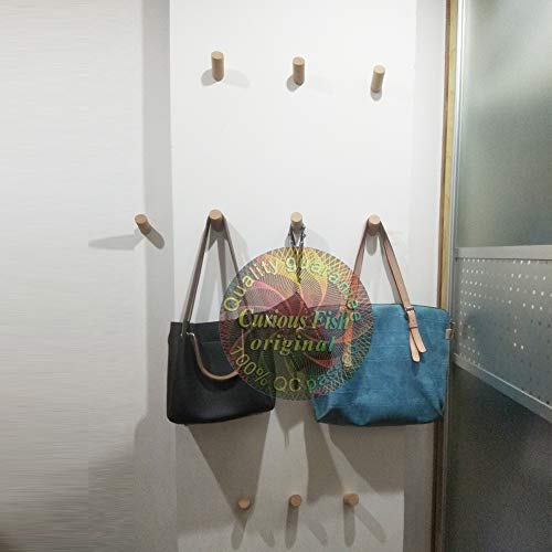 8PCS Gancho de Madera Natural Sólido Curioso Pescado Cilindro de Madera Columna Montado en la Pared Ropa de Tela Sombrero Escudo de la Bolsa Bolsa Bata Bufanda Percha Decoración Minimalista Versátil