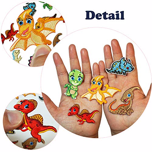 9 parches de dinosaurio para decoración de ropa, para planchar o coser, bordados, parches de triceratops, Tyrannosaurus Stegosaurus Pterodactyl
