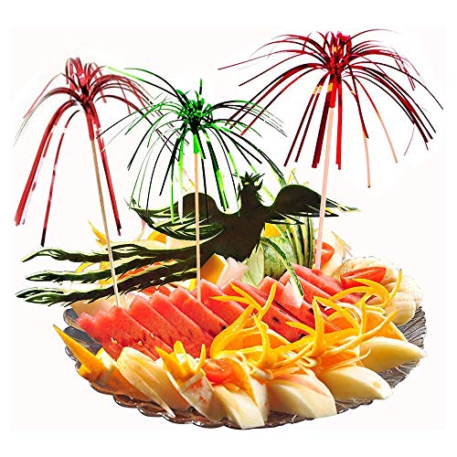 A Palillos de Cócteles de Fuegos Artificiales, 100 Piezas Palillos de Madera Desechables para cóctel para Decoración de Pasteles, Frutas, Artículos para Fiestas, Decoración Navideña