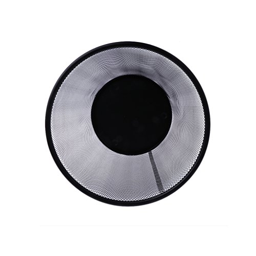 A0127 cesto Papelera contenedor de Reciclaje de Almacenamiento de Escritorio Porte-stylo Herramientas bureautiques Negro Redonda Malla Malla metálica