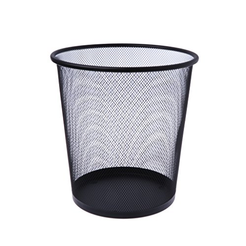 A0127 cesto Papelera contenedor de Reciclaje de Almacenamiento de Escritorio Porte-stylo Herramientas bureautiques Negro Redonda Malla Malla metálica