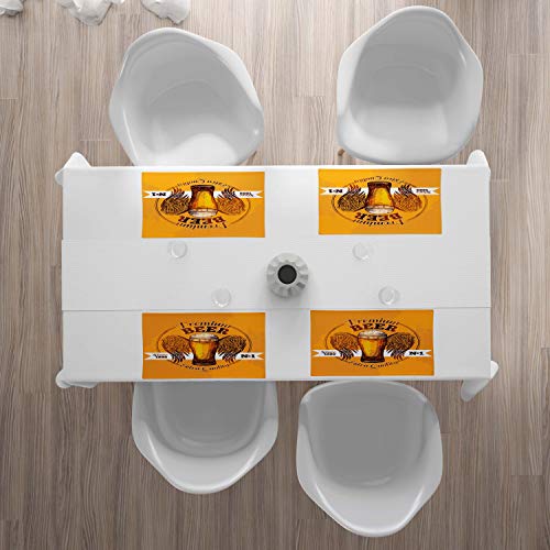 ABAKUHAUS Bar Salvamantel Set de 4 Unidades, Prima de la Cerveza del gráfico del Grunge, Material Lavable Estampado Decoración de Mesa Cocina, Tierra Canela Amarillo