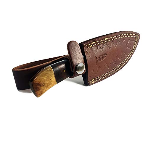 Abanak T101 Cuchillo de Caza de Acero de Damasco, 18cm, 9 Hoja x 9 Mango, Cuchillo de Cazador Profesional