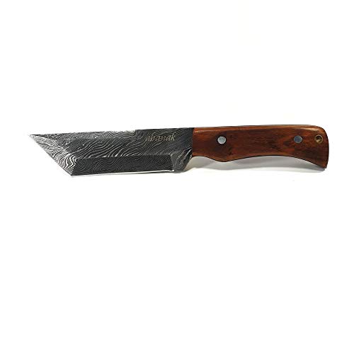 Abanak T105 Cuchillo de Caza de Acero de Damasco, 23.3cm, 13 Hoja x 10.3 Mango, Cuchillo de Cazador Profesional